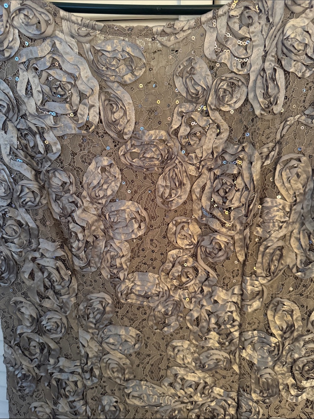NWT Alex Evenings $239 Dove (Silver-Gray) Floral Maxi Dress, Size 12 - Picture 4 of 7